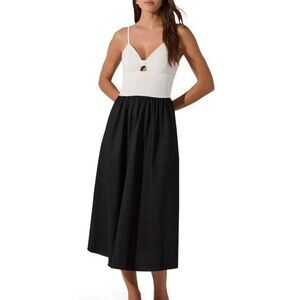ASTR THE LABEL Contrast Midi Black  White Cutout Sundress Sexy Summer Large